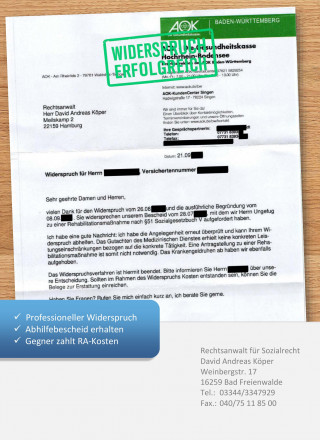 AOK Baden-Württemberg Widerspruch Aufforderung zur Reha-Antragstellung