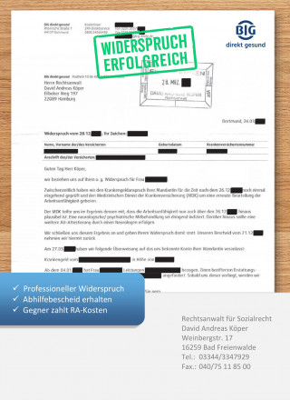 BIG direkt gesund Widerspruch