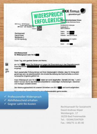 BKK firmus Widerspuch Aufforderung zur Reha-Antragstellung