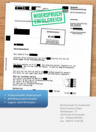 Deutsche Rentenversicherung Erwerbsminderungsrente Widerspruch