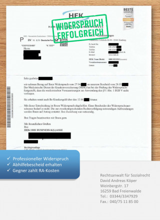 HEK Krankenkasse Widerspruch Krankengeld