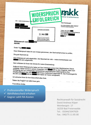 mkk meine Krankenkasse Widerspruch gegen Krankengeld-Einstellung