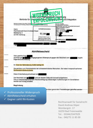 Widerspruch gegen Herabsetzung des GdB bei Krebs nach Heilungsbewährung